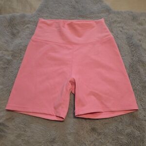 Wilo the Label Women High Rise Ribbed Bike Shorts Coral Seamless Elastic Medium